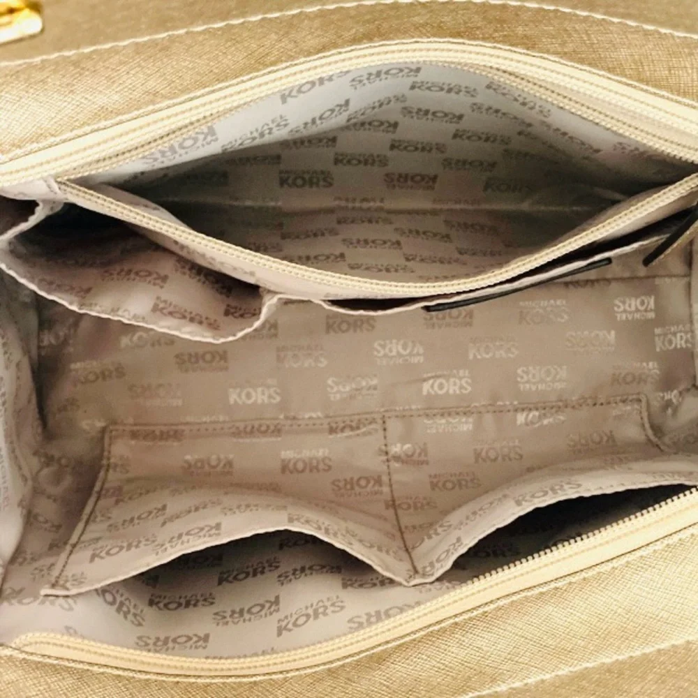 Michael Kors Saffiano Leather Gold Chain Tote Bag